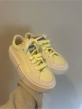 Converse Low-Top Platform Sneakers in Pale Yellow and White
